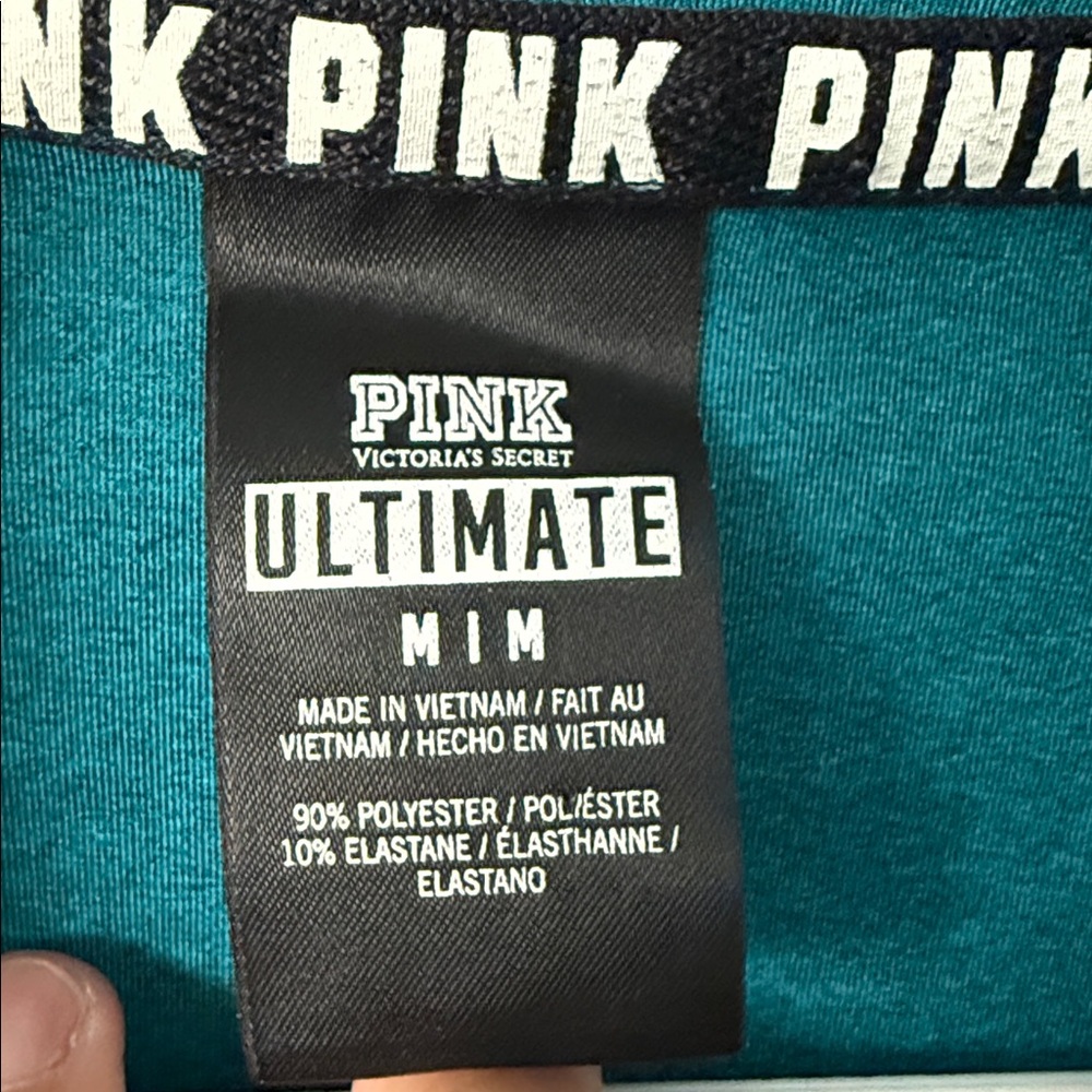 PINK Victoria's Secret Teal Top with White Logo - Picture 3 of 5